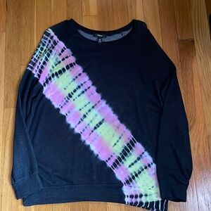 AQUA (BLOOMINGDALES) BLACK TYE DYE SWEATER SMALL